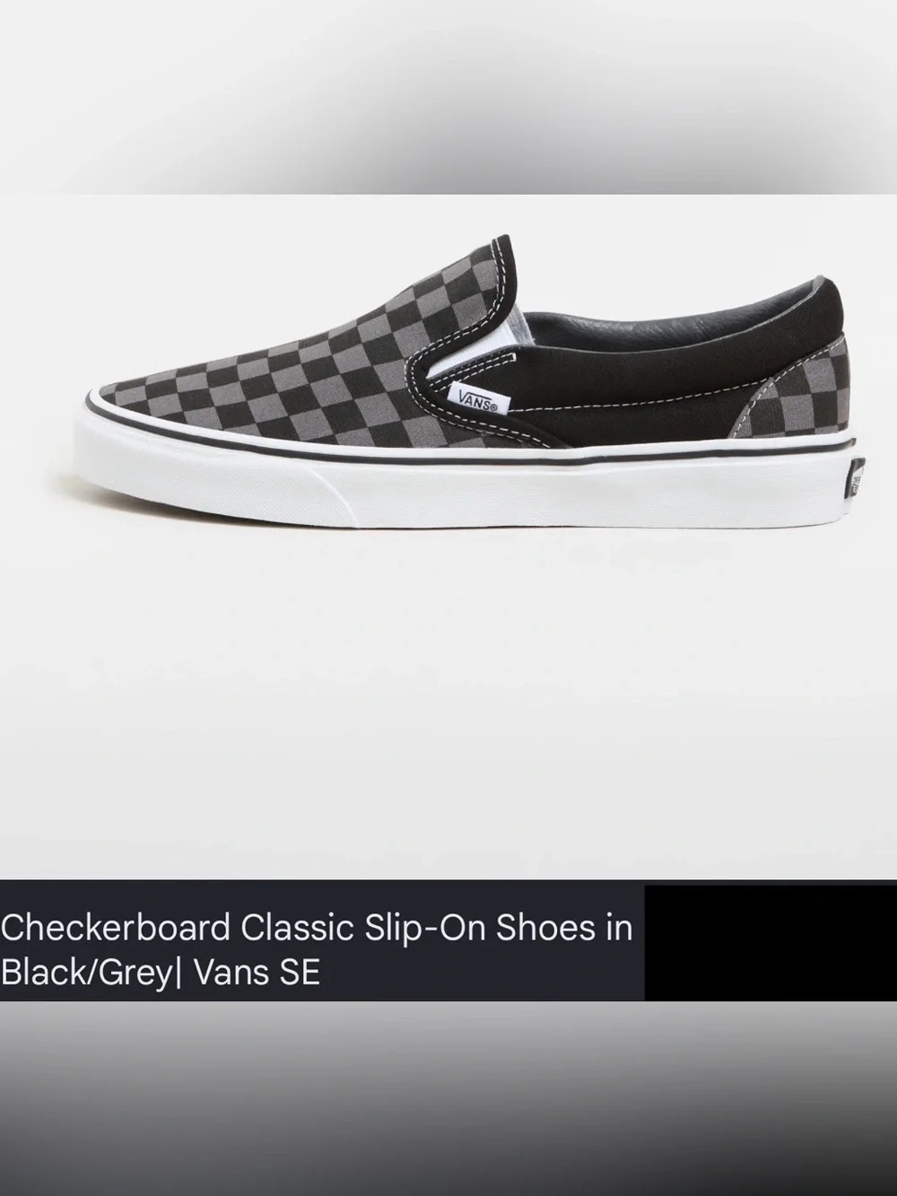 Vans Slip-On Checkerboard Gray/Black Skate Shoe - Unisex - Men’s 8 Women’s 7 NWT